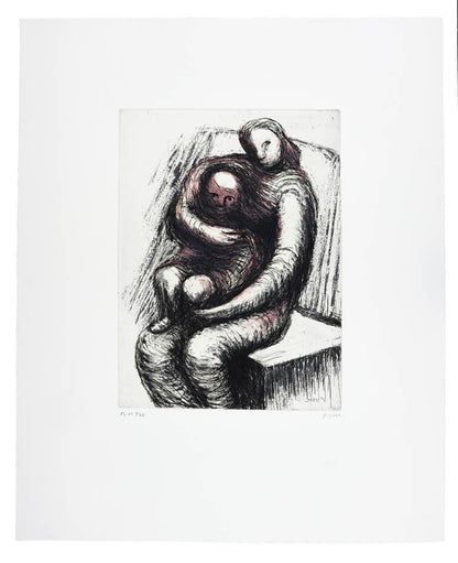 Henry Moore, Plate XI, Mother and Child, 1983, etching, aquatint, and roulette printed in colours, signed by the artist, from the edition of 65, on Arches wove paper
