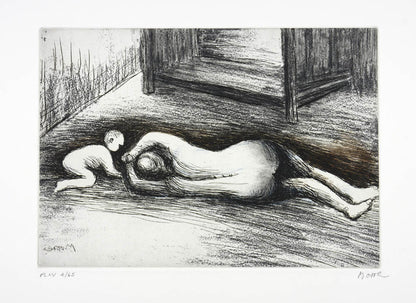 Henry Moore, Plate XV, Mother and Child, 1983, etching, aquatint, and roulette printed in colours, signed by the artist, from the edition of 65, on Arches wove paper