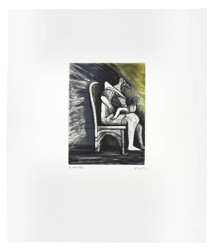 Henry Moore, Plate XVIII, Mother and Child, 1983, etching, aquatint, and roulette printed in colours, signed by the artist, from the edition of 65, on Arches wove paper