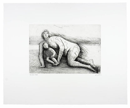 Henry Moore, Plate XXIV, Mother and Child, 1983, etching, aquatint, drypoint, signed by the artist, from the edition of 65, on Arches wove paper 