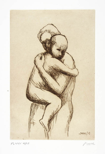 Henry Moore, Plate XXX, Mother and Child, 1983, etching, signed by the artist, from the edition of 65, on Arches wove paper