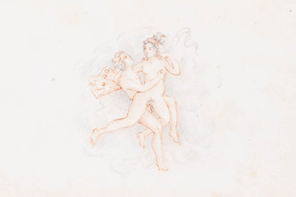 Album with 23 partly hand-coloured erotic drawings. Richly gilt binding.