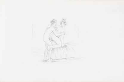 Album with 23 partly hand-coloured erotic drawings. Richly gilt binding.