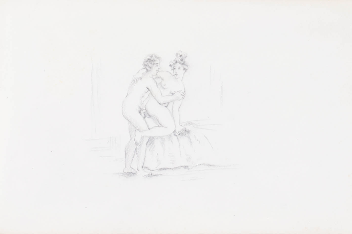 Album with 23 partly hand-coloured erotic drawings. Richly gilt binding. 