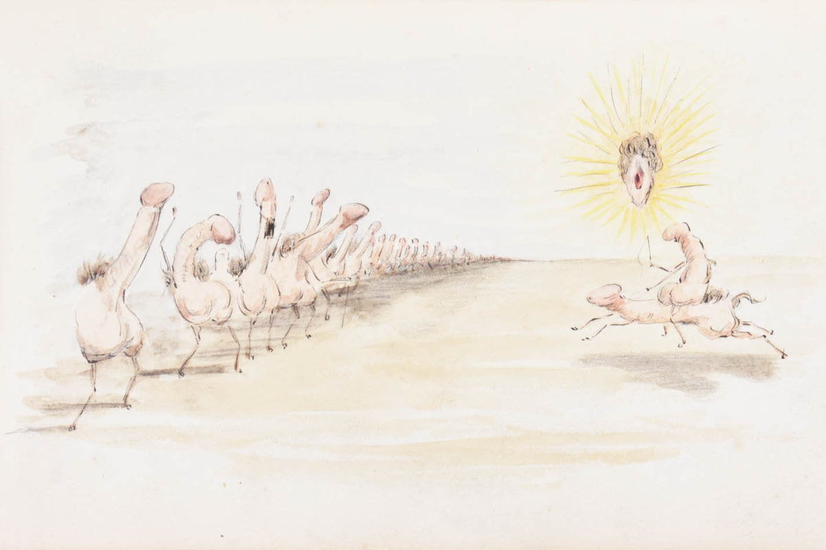 Album with 23 partly hand-coloured erotic drawings. Richly gilt binding.