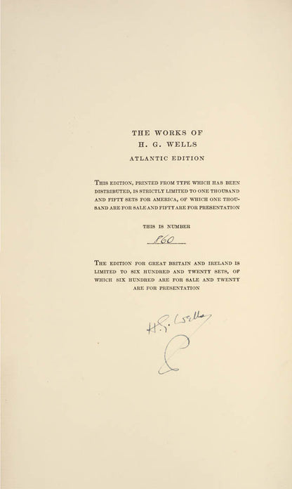 The best edition of the Works of H.G. Wells, with the author's revisions to the texts, special Preface to each volume, and general introduction to the set