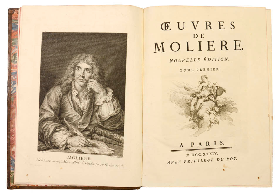 Highly esteemed by Gordon Ray, who writes: 'The book's format is noble, Molière's text is presented with more care than ever before...'; 1734.
