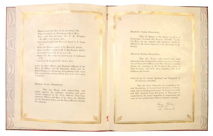 Printed on vellum and bound in the finest morocco, a tribute to the participants in the capture of Khartoum, including Kitchener, in the Nile Campaign 1896