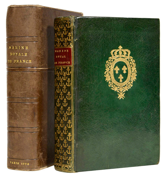 Unique manuscript in style of book on the French Navy, presented from the author to Louis XVI and from the King to Marie-Antoinette. An exceptional work.