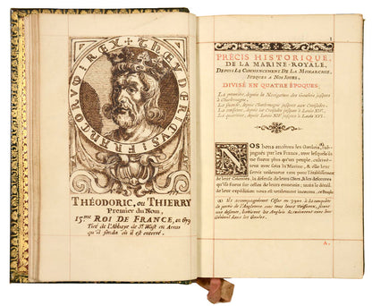 Unique manuscript in style of book on the French Navy, presented from the author to Louis XVI and from the King to Marie-Antoinette. An exceptional work.
