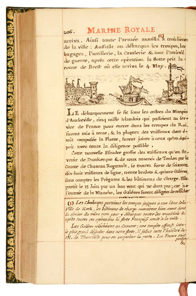 Unique manuscript in style of book on the French Navy, presented from the author to Louis XVI and from the King to Marie-Antoinette. An exceptional work.