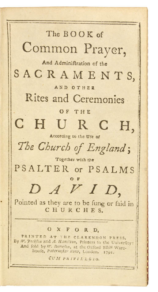 A lovely copy of the Book of Common Prayer and metrical psalms in a contemporary red panelled gilt calf binding, with early female ownership inscription.
