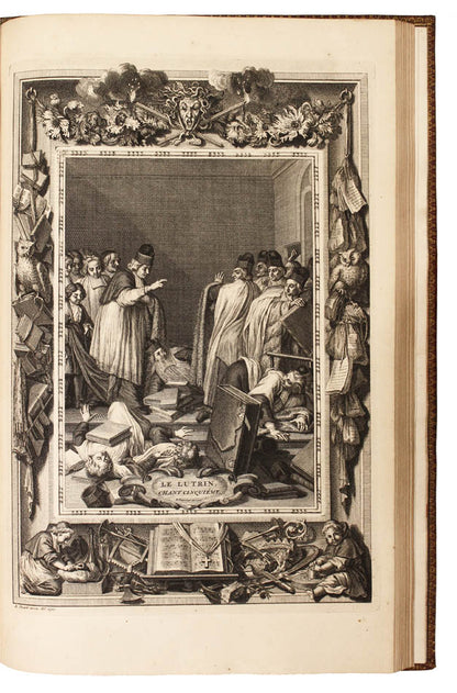 A handsome set of an important edition of Boileau's works, bound in full red contemporary morocco, allegorical engraved vignettes, plates.