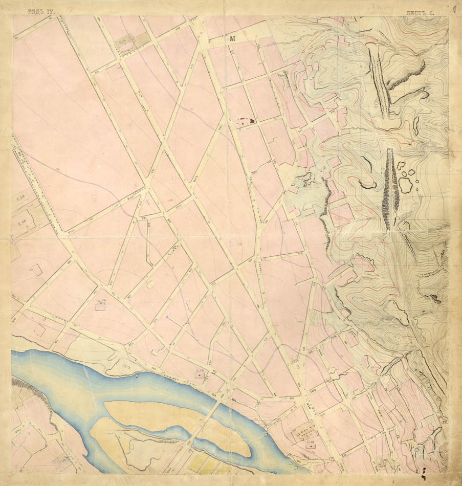 A large manuscript topographic map of the Georgian capital Tbilisi.