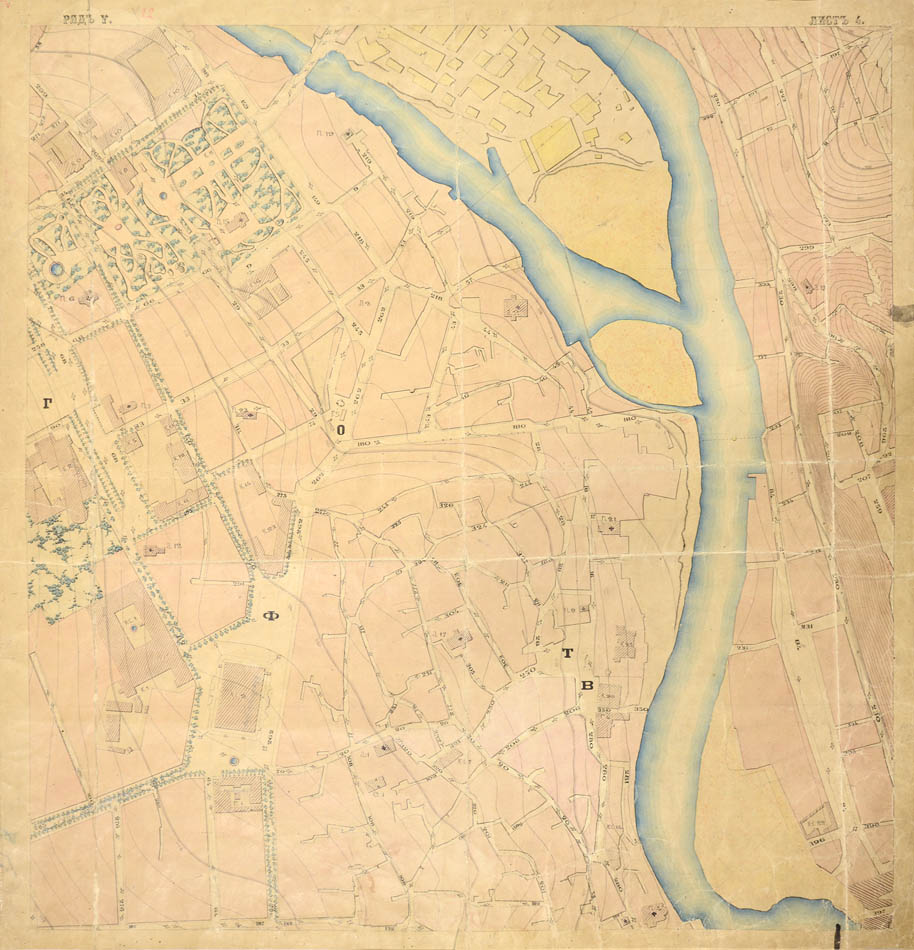 A large manuscript topographic map of the Georgian capital Tbilisi.