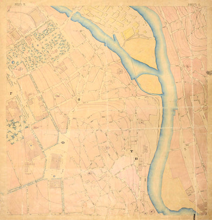 A large manuscript topographic map of the Georgian capital Tbilisi.