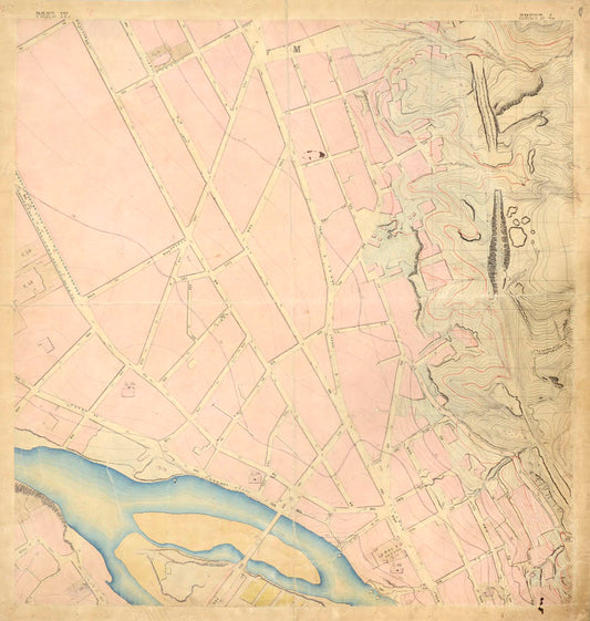 A large manuscript topographic map of the Georgian capital Tbilisi.