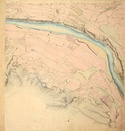 A large manuscript topographic map of the Georgian capital Tbilisi.