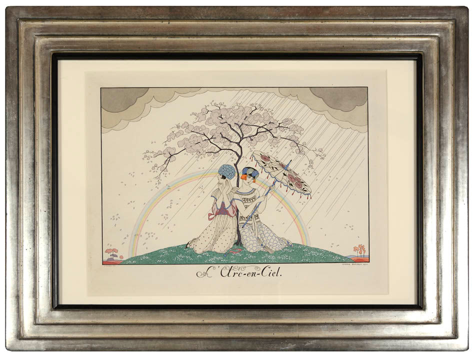 Lithographs hand-coloured in pochoir after George Barbier from Le Bonheur du Jour, published in Paris in 1920.