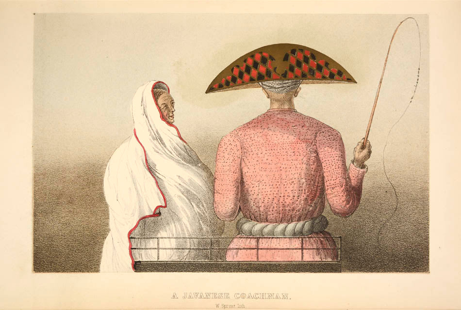 The decorative plates include views and people of Batavia, Penang and Singapore.