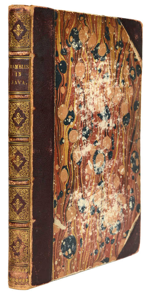 The decorative plates include views and people of Batavia, Penang and Singapore.