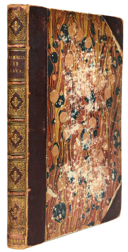 The decorative plates include views and people of Batavia, Penang and Singapore.