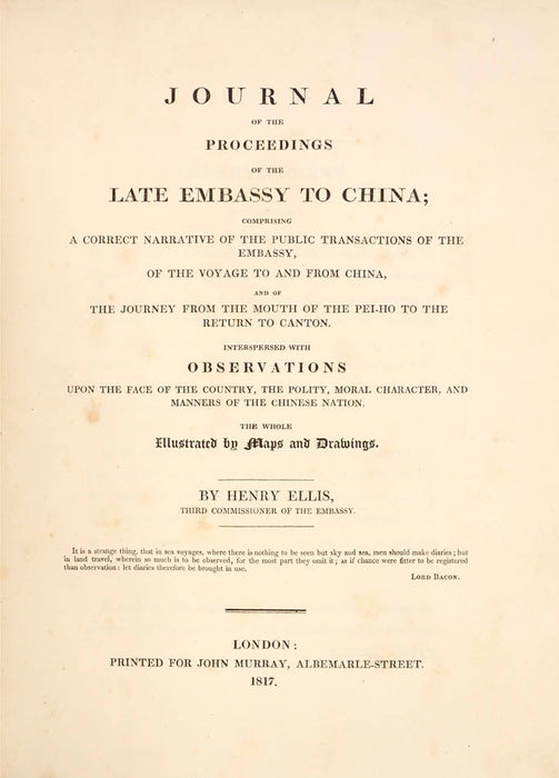 Journal of the proceedings of the late embassy to China.