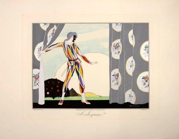 A fine example of Les Masques et les Personnages de la Comédie Italienne by d'Houville, with full set of 12 pochoir plates by Reidel after Brunelleschi.