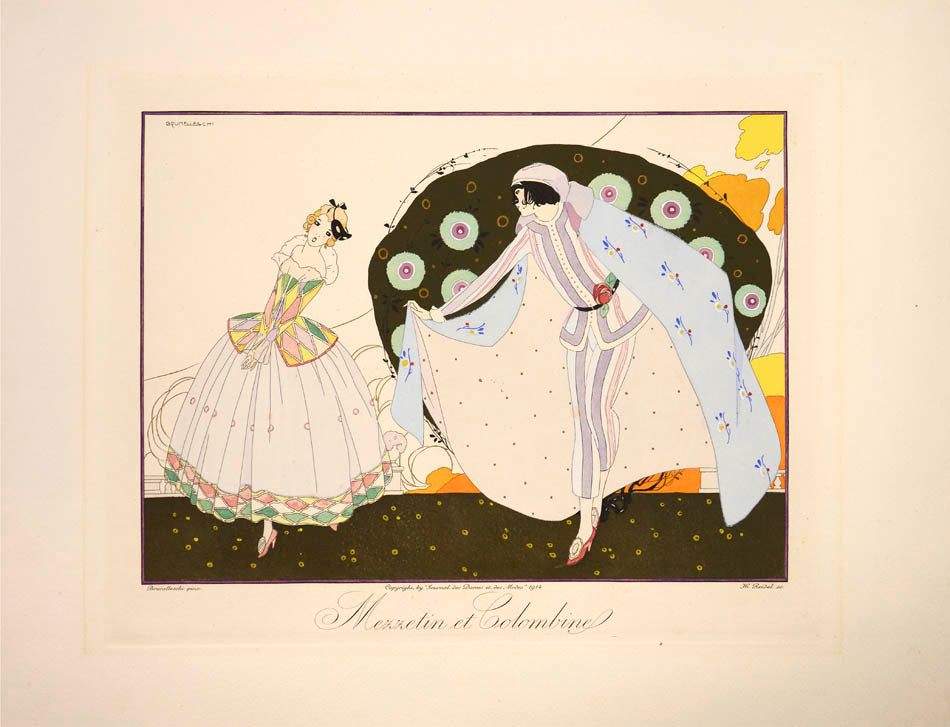 A fine example of Les Masques et les Personnages de la Comédie Italienne by d'Houville, with full set of 12 pochoir plates by Reidel after Brunelleschi.