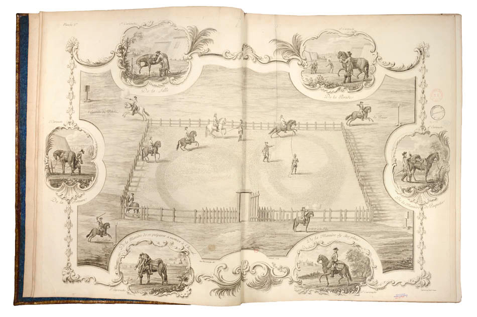 2 vols, comprising text vol. & atlas, together 44 engraved plates, contemporary full red morocco gilt, a scarce and impressive work on cavalry.
