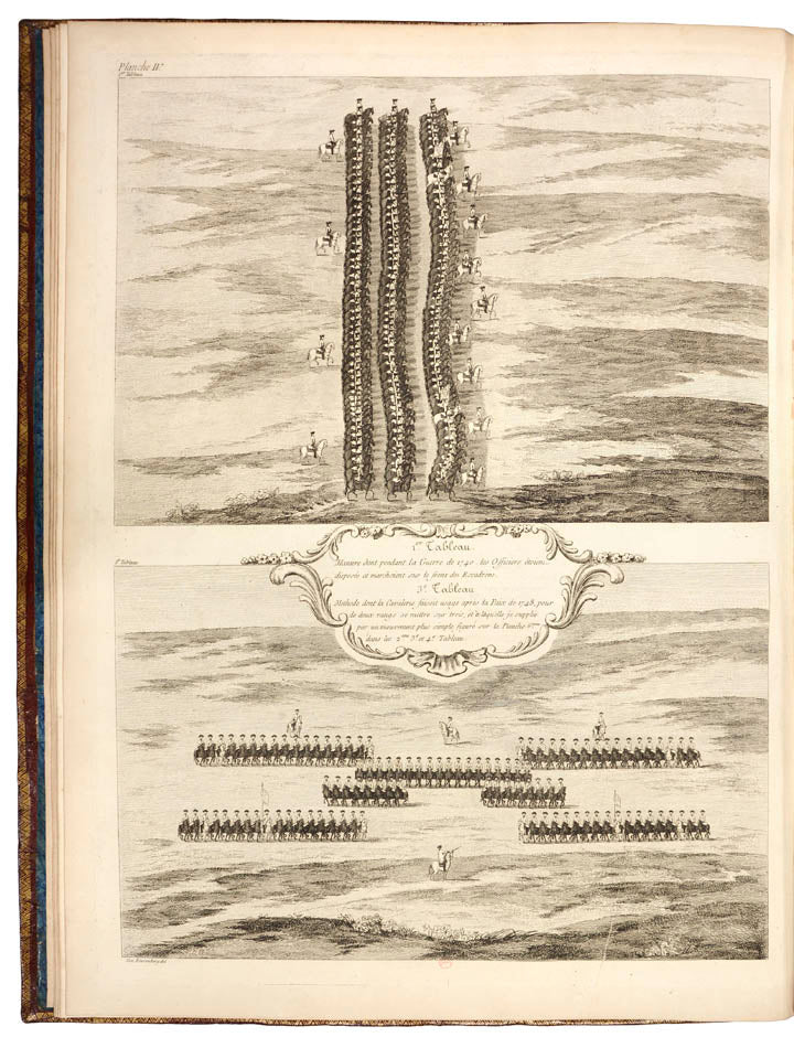 2 vols, comprising text vol. & atlas, together 44 engraved plates, contemporary full red morocco gilt, a scarce and impressive work on cavalry.