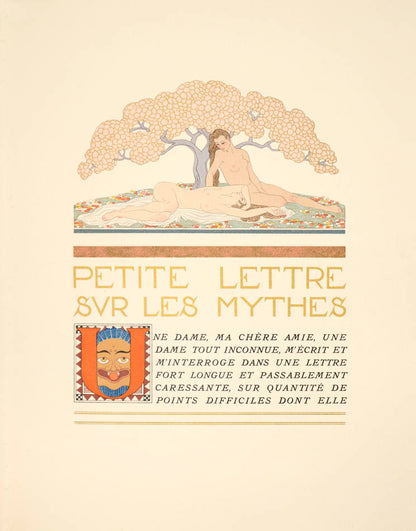 The present work is illustrated by George Barbier who provides beautiful illustrations of the mythological Centaur and the Bacchante, a follower of Bacchus