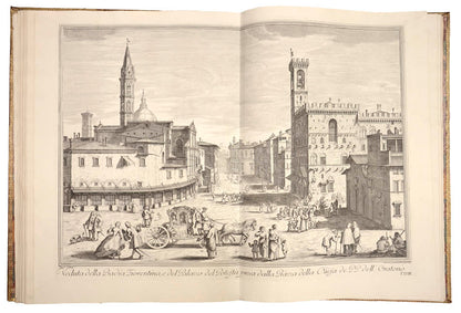 A complete set of the finest pictorial record of the historical architecture of Florence in the XVIII century. In red morocco by Derome. 24 plates.