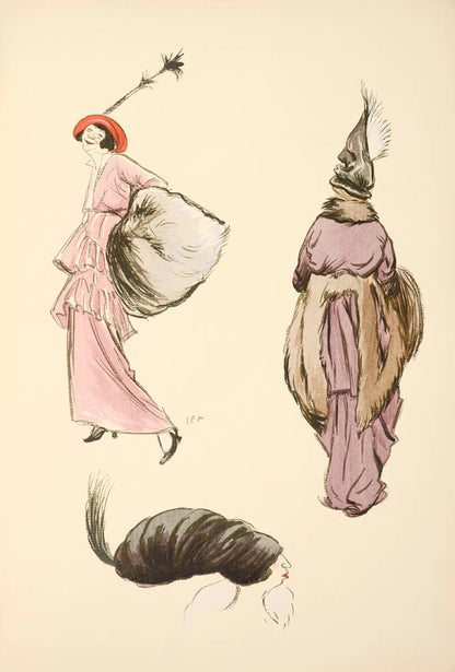 In this lively album Sem illustrates pre war fashion with 16 pages of full page pochoir prints depicting fashionable ladies in fashionable hats.