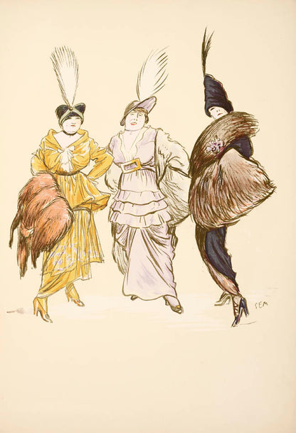 In this lively album Sem illustrates pre war fashion with 16 pages of full page pochoir prints depicting fashionable ladies in fashionable hats.