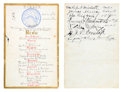 a collection of signed printed ephemera from Shackleton's first Antarctic expedition, with the provenance of the Ship's chief engineer.