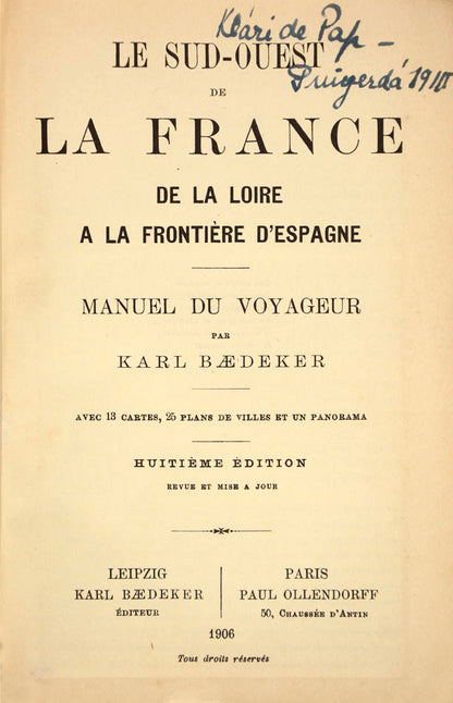 This title covers from Paris to Bordeaux, the Dordorgne and the Pyrenees.