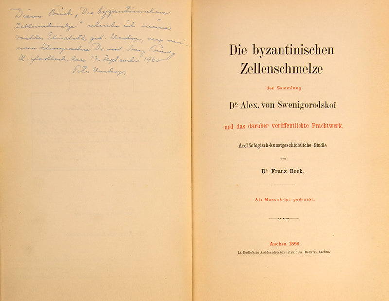 Die byzantinischen Zellenschmelze der Sammlung Dr. Alex. von Swenigorodskoï und das darüber veröffentlichte Prachtwerk.