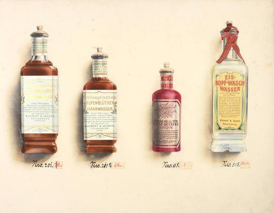 Printed in Ravensburg, contains 67 chromolithographs of pots, tins, bottles etc.