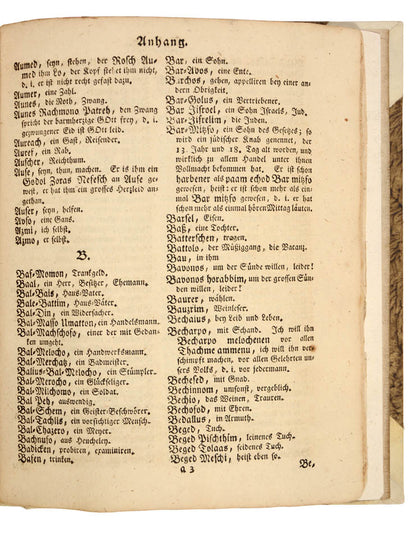 A German horse manual with a Jewish-Jargon dictionary supplement. 'Rare first edition of this original and curious work on horsemanship'.