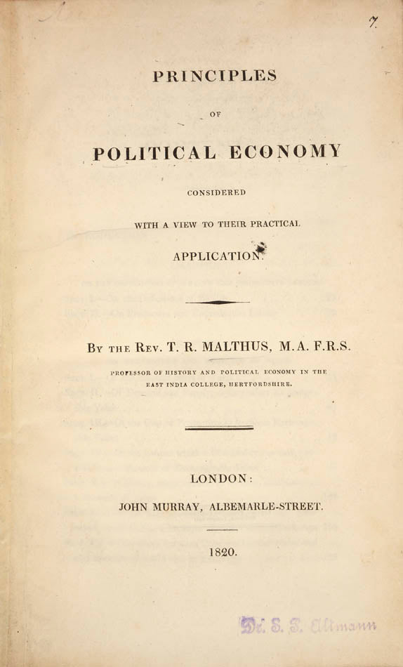 First edition in 19th century binding of the series of tracts on investment in public work and private luxury as a means of increasing effective demand.