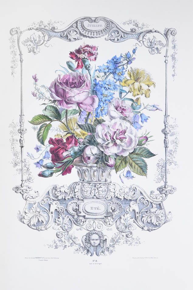 Very scarce artistic botanical work showing highly finished decorative bouquets of flowers for the twelve months of the year.