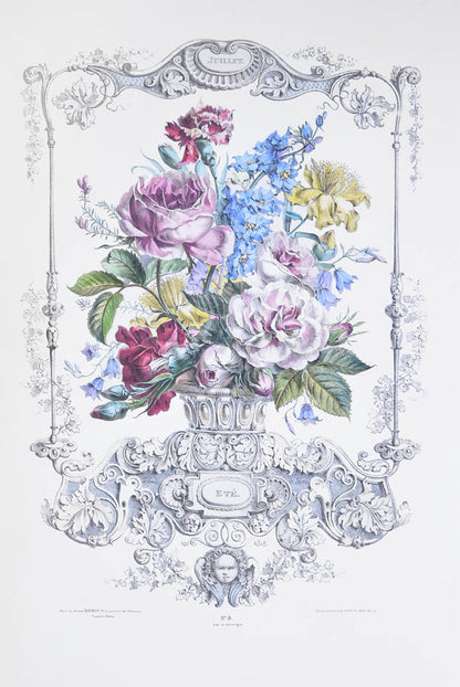 Very scarce artistic botanical work showing highly finished decorative bouquets of flowers for the twelve months of the year.