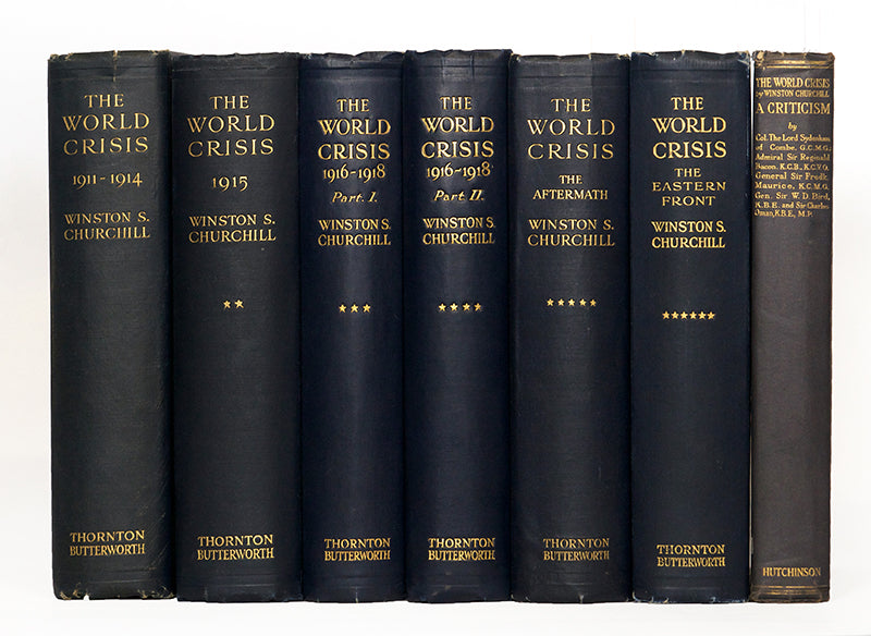 A superlative account of the prelude to and events of the First World War, this inscribed  and signed edition of The World Crisis by Winston Churchill also has The Criticism. 