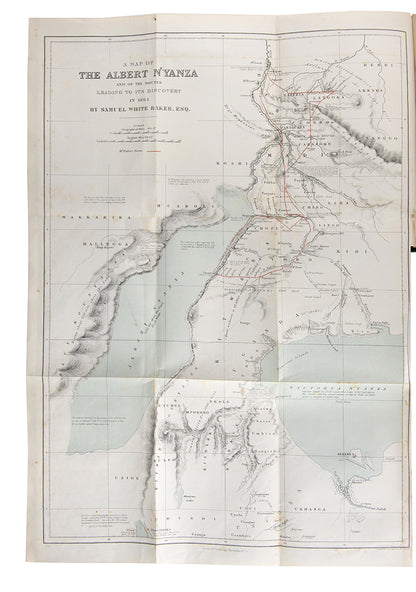 First edition of Samuel Baker's The Albert N'Yanza, in which Samuel Baker discovered the third great Nile lake, the Albert N'Yanza, but only after most of his men had deserted him.