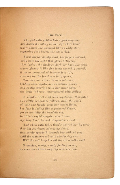 A scarce collection of poems written by Pankhurst during one of her numerous terms in prison; no other copy shown in auction records in the last 40 years.