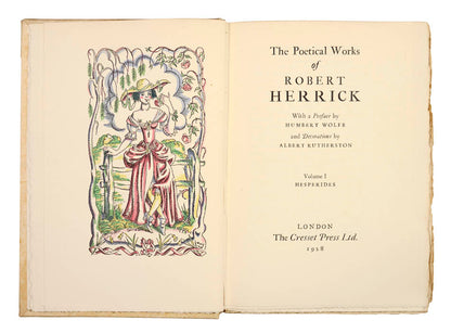4 volumes, one of 750 sets, preface by Humbert Wolfe, frontispieces by Albert Rutherston, publisher's vellum, Cresset Press, 1928. 