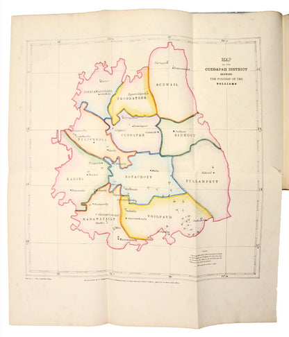 First edition of James Dunning Baker's thorough survey of the disctrict of Cuddapah in the Presidency of Madras, complete with an original photograph.