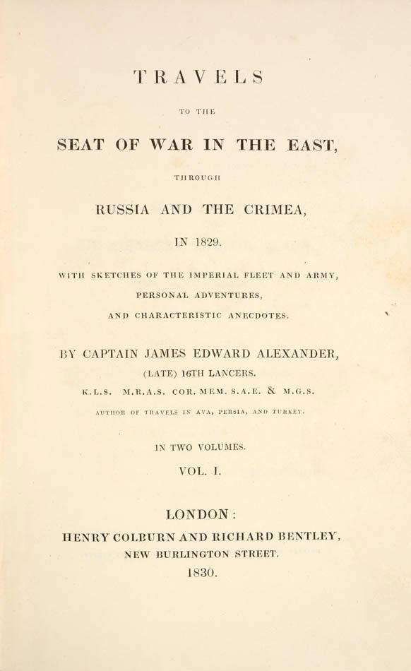 He went to the Balkans during the Russo-Turkish War of 1829, and received the Turkish order of the Crescent.