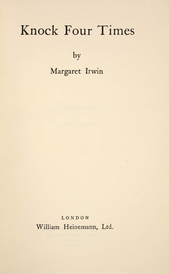 'Knock Four Times is a story of present-day London, the London of little flats and haphazard hospitality, the London of the young and poor and friendly.'
